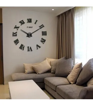     Голям 3D стенен часовник декорация за дома - РИМСКИ ЦИФРИ 3