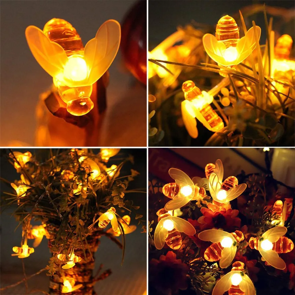 декоративни лампички за градина със соларен панел пчели 2