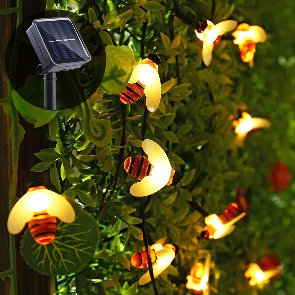 декоративни лампички за градина със соларен панел пчели 8