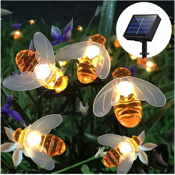 декоративни лампички за градина със соларен панел пчели 1