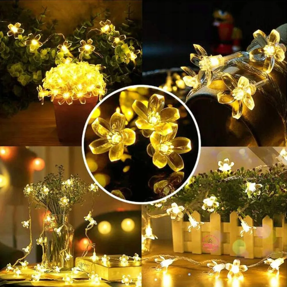 Декоративни лампички за градина със соларен панел цветя 2