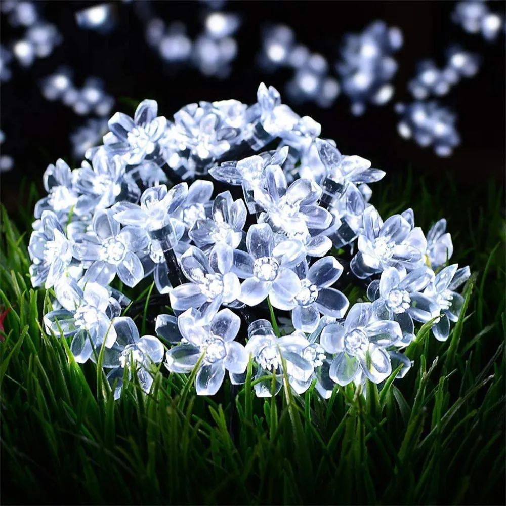 Декоративни лампички за градина със соларен панел цветя 4