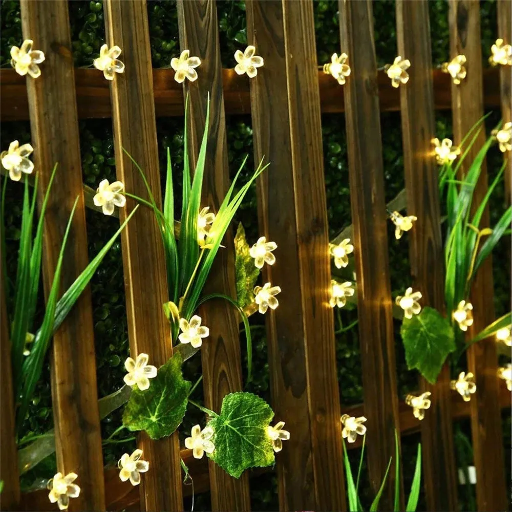 Декоративни лампички за градина със соларен панел цветя 7