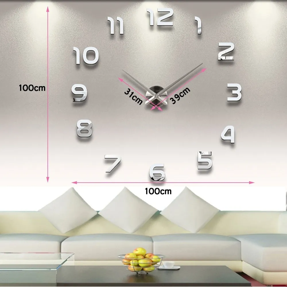 3D стенен часовник със залепващи арабски цифри 3