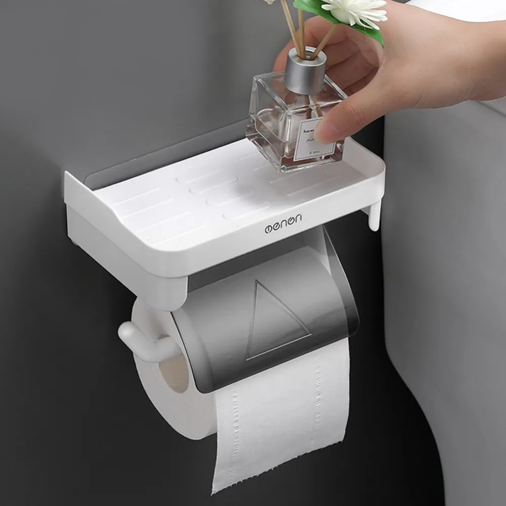 Поставка за тоалетна хартия с рафт за телефон 2