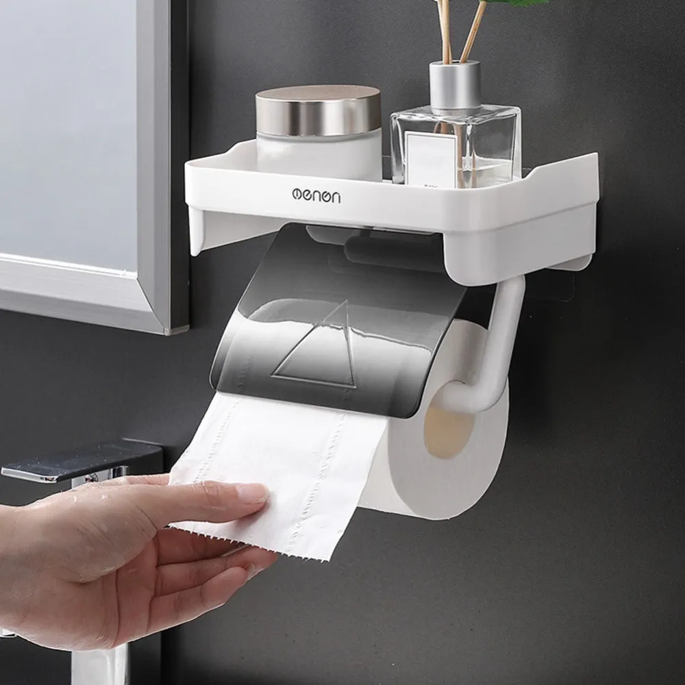 Поставка за тоалетна хартия с рафт за телефон 7
