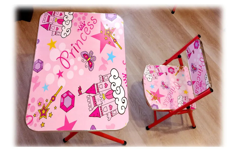 Сгъваема детска маса със столче и цветен дизайн 2