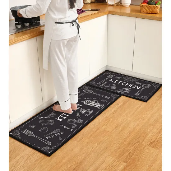 Комплект килимче за кухня черно- 40*60 и 40*120 4
