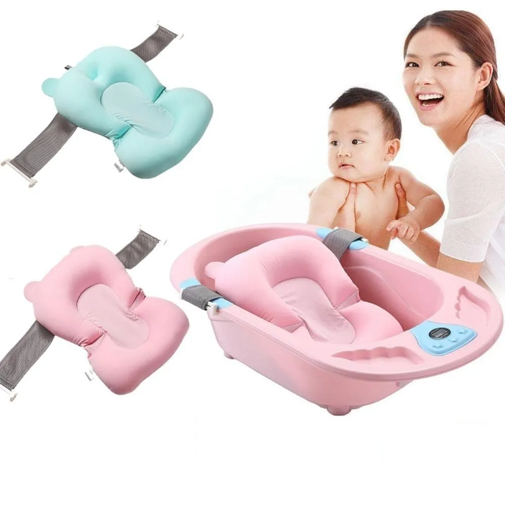 Подложка за бебешка вана с пълнеж - Подложка за къпане на бебе в розово и синьо 2