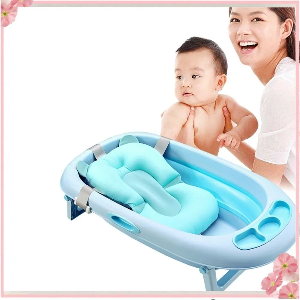 Подложка за бебешка вана с пълнеж - Подложка за къпане на бебе в розово и синьо 5