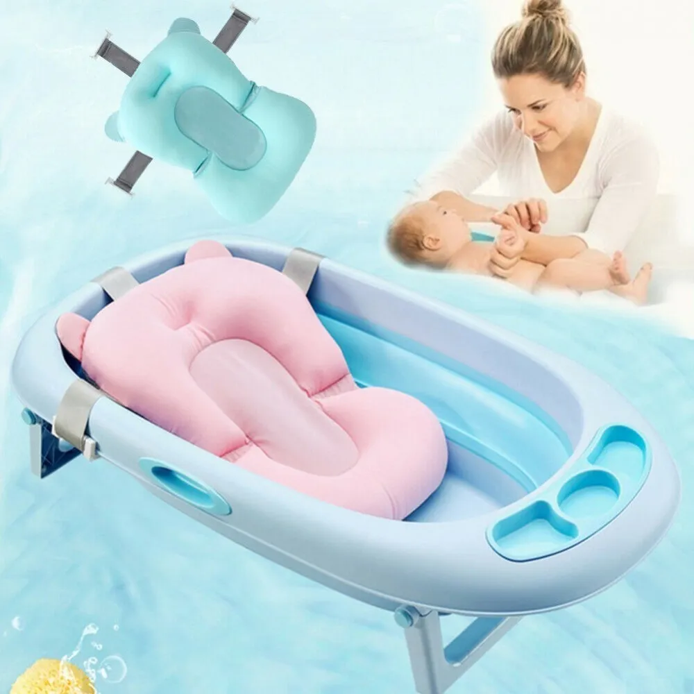 Подложка за бебешка вана с пълнеж - Подложка за къпане на бебе в розово и синьо 6