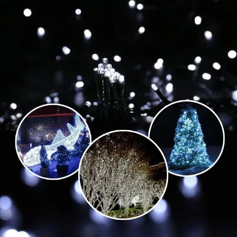 Соларни Коледни Лампички с Бяла Светлина - 20метра - 200LED 4