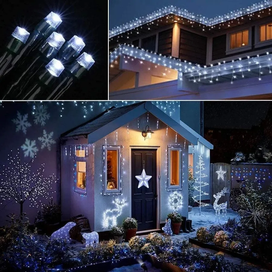 Соларни Коледни Лампички с Бяла Светлина - 20метра - 200LED 7