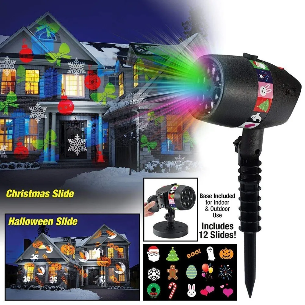 Коледен прожектор за къща с 12 празнични изображения 8