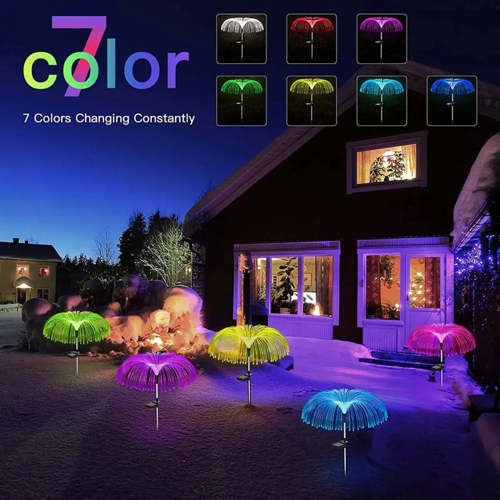  Градинска соларна LED лампа Медуза - светеща в 7 цвята 1
