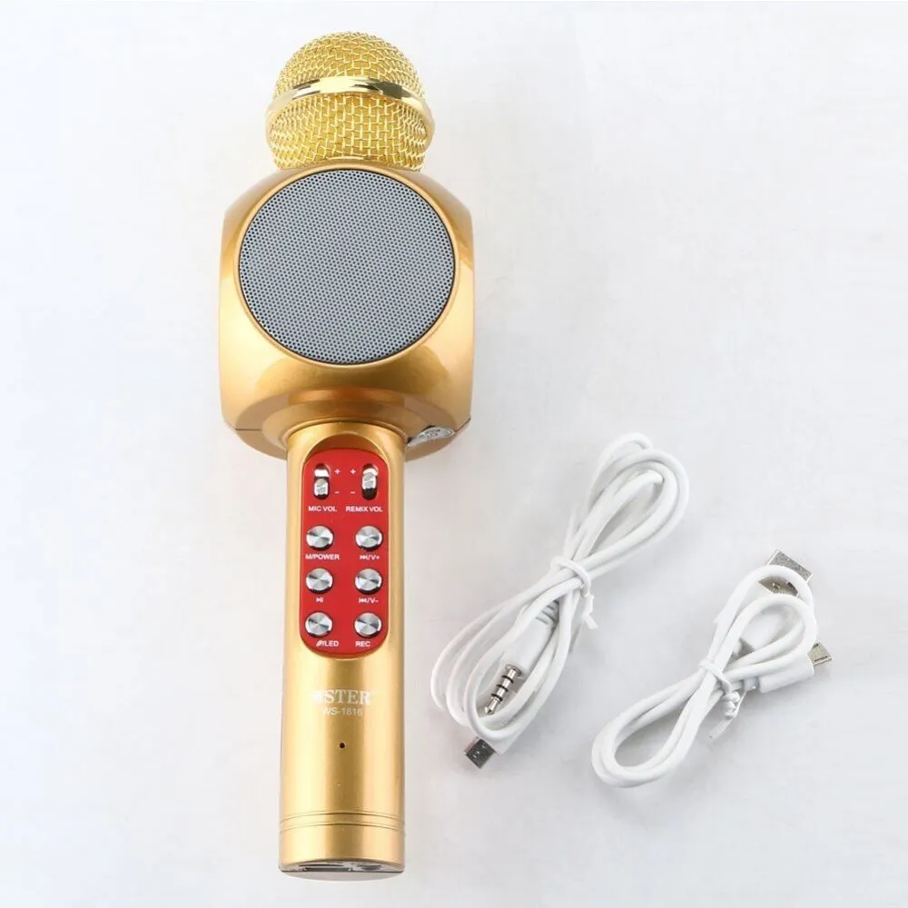 Караоке микрофон с вграден говорител и LED светлини - WSTER WS-1816 3