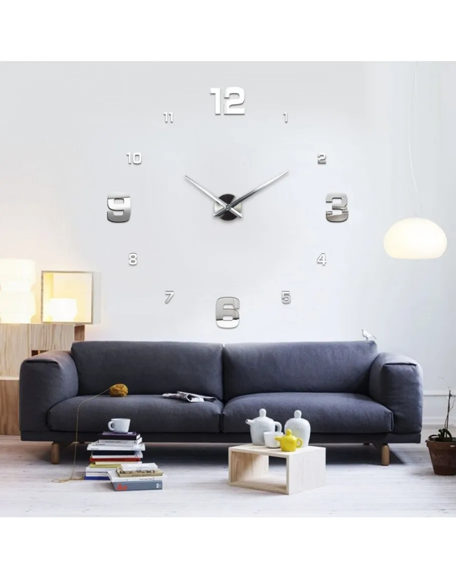 3D стенен часовник с модерен дизайн, самозалепващ се 2