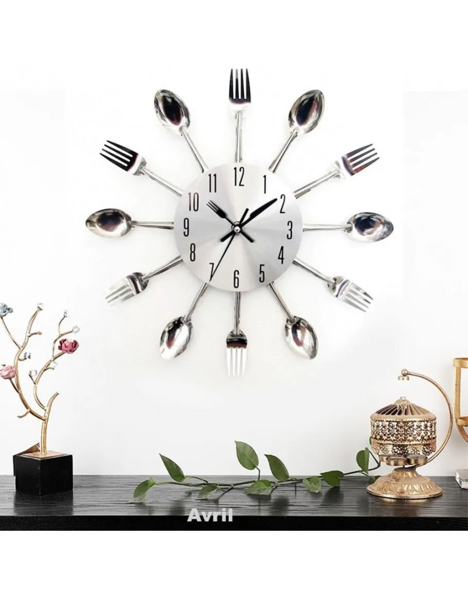 Кухненски часовник за стена с дизайн от вилици и лъжици 4