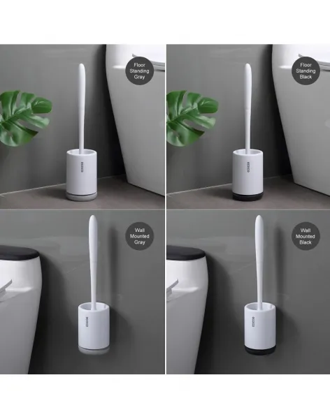 Силиконова четка с поставка за тоалетна чиния - за стена и за под 1
