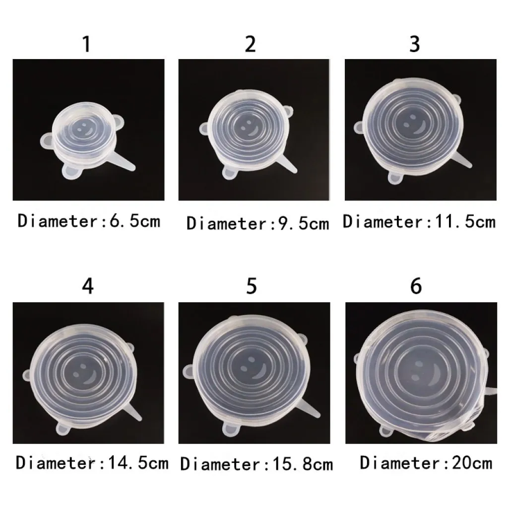 Комплект от 6 броя разтягащи се силиконови капаци 6