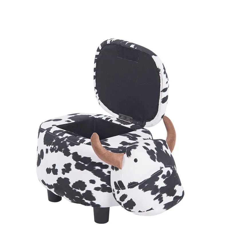 Детска табуретка с ракла-черно-бяла крава 2