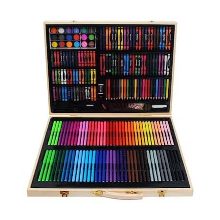 Комплект за рисуване и оцветяване в дървен куфар /251 елемента/ 1