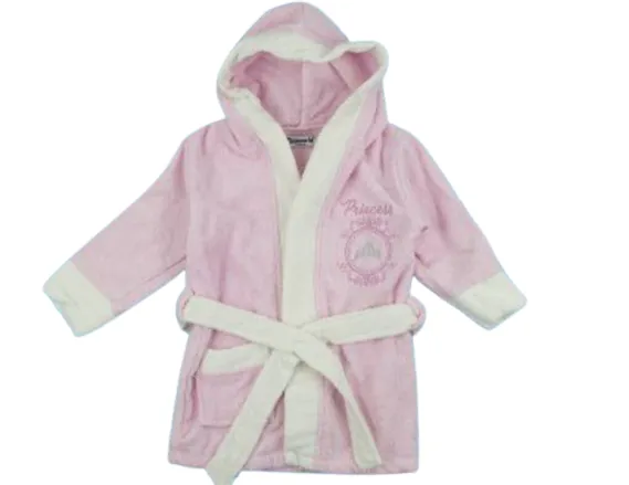 Розов хавлиен халат ,за деца от 1 до 4 години,с бродерия