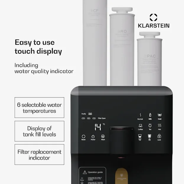 AquaFina 6L, пречиствател на вода, 5-степенна филтрация, обем 6 л, 6 температури на водата, черен 6