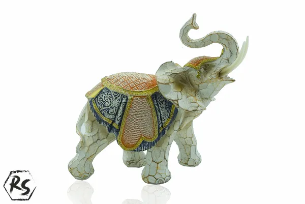 Декоративна фигура на Слон 23 см в оранжево и синьо 1