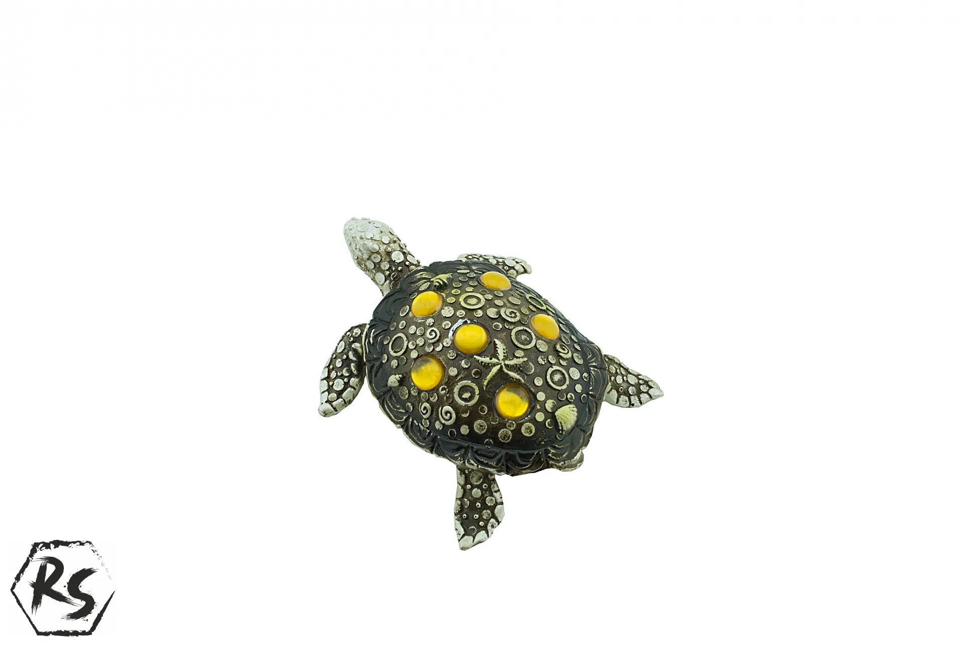 Морска костенурка с оранжеви камъни 15 см 3
