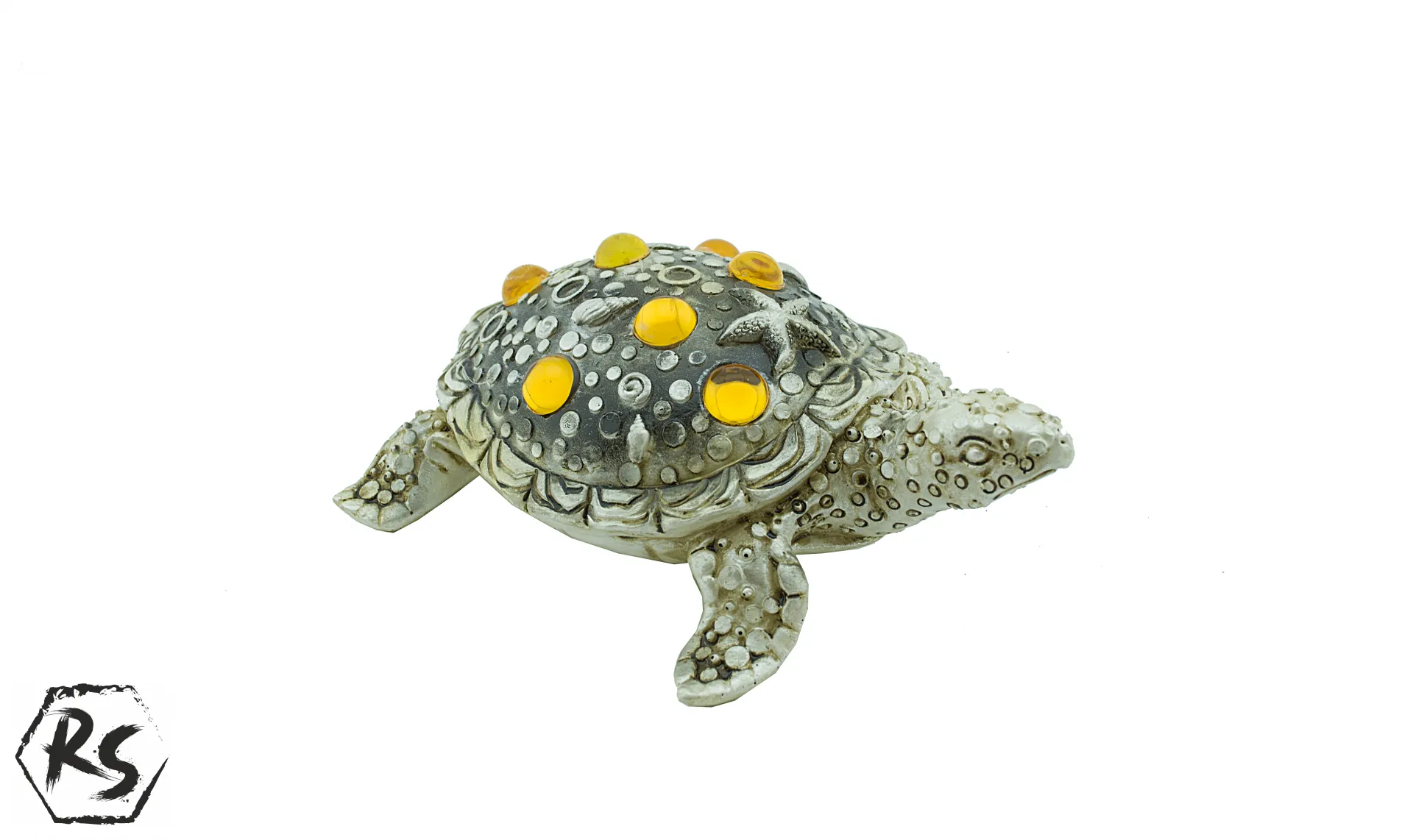 Морска костенурка с оранжеви камъни 16,5 см 3