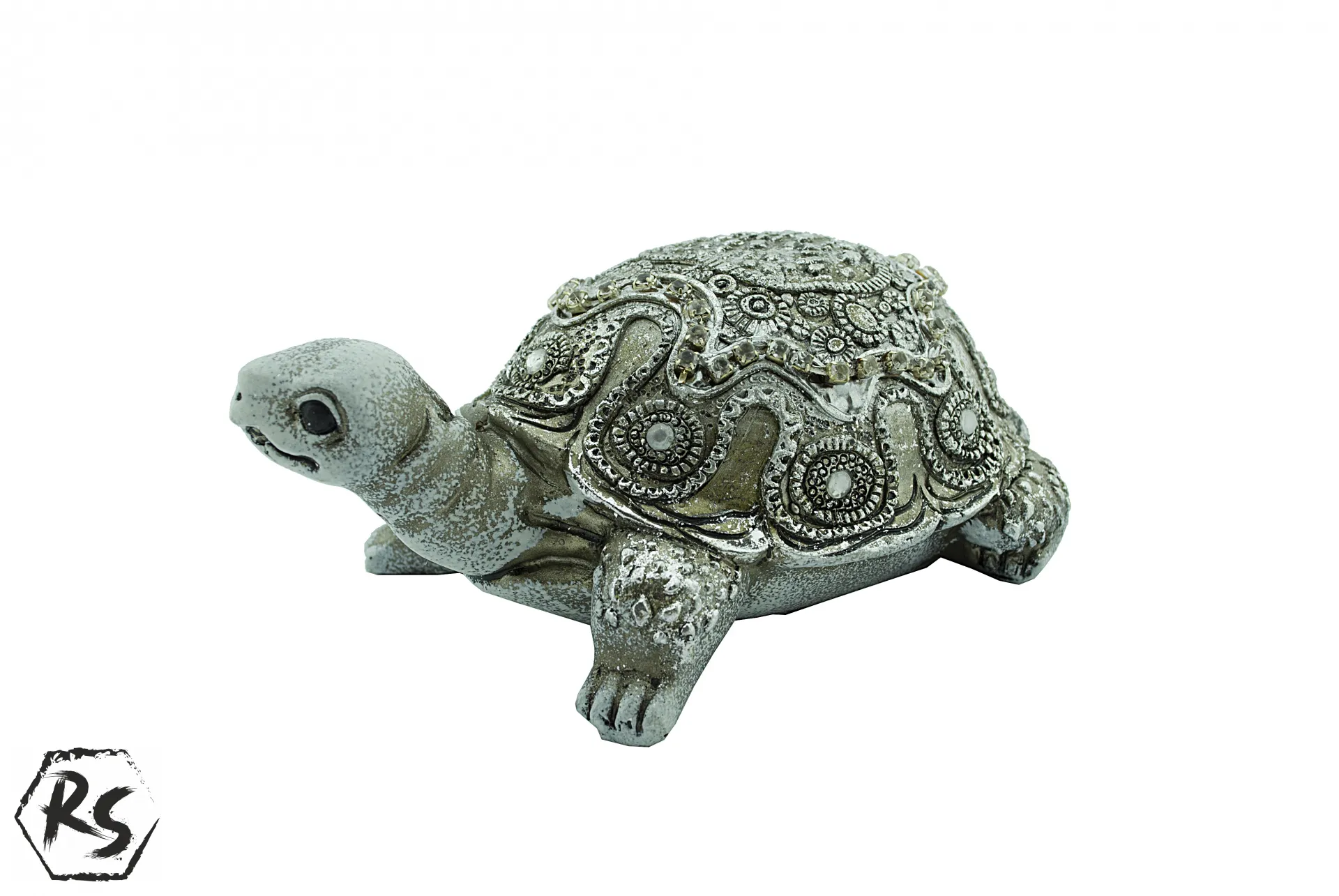 Сребърна костенурка от полирезин 17 см 2