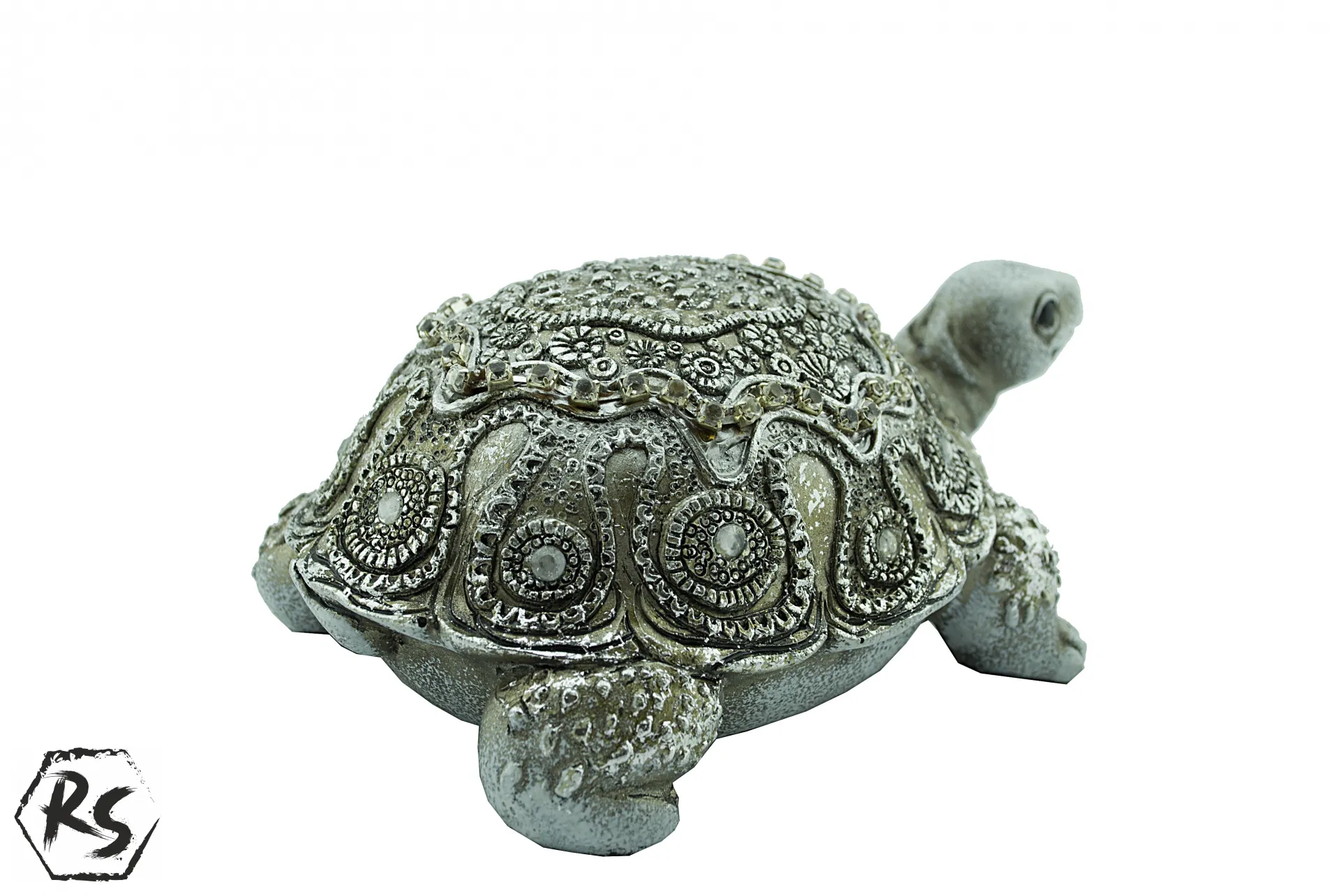Сребърна костенурка от полирезин 17 см 4
