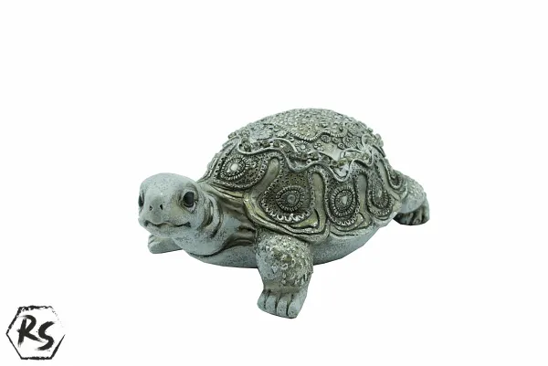 Сребърна костенурка от полирезин 21 см 1