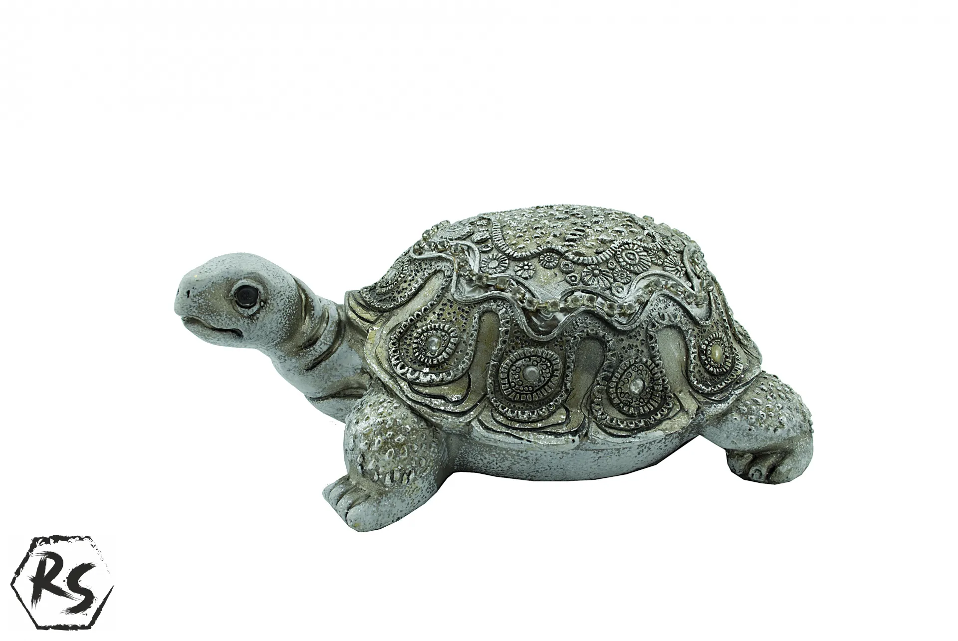 Сребърна костенурка от полирезин 21 см 2