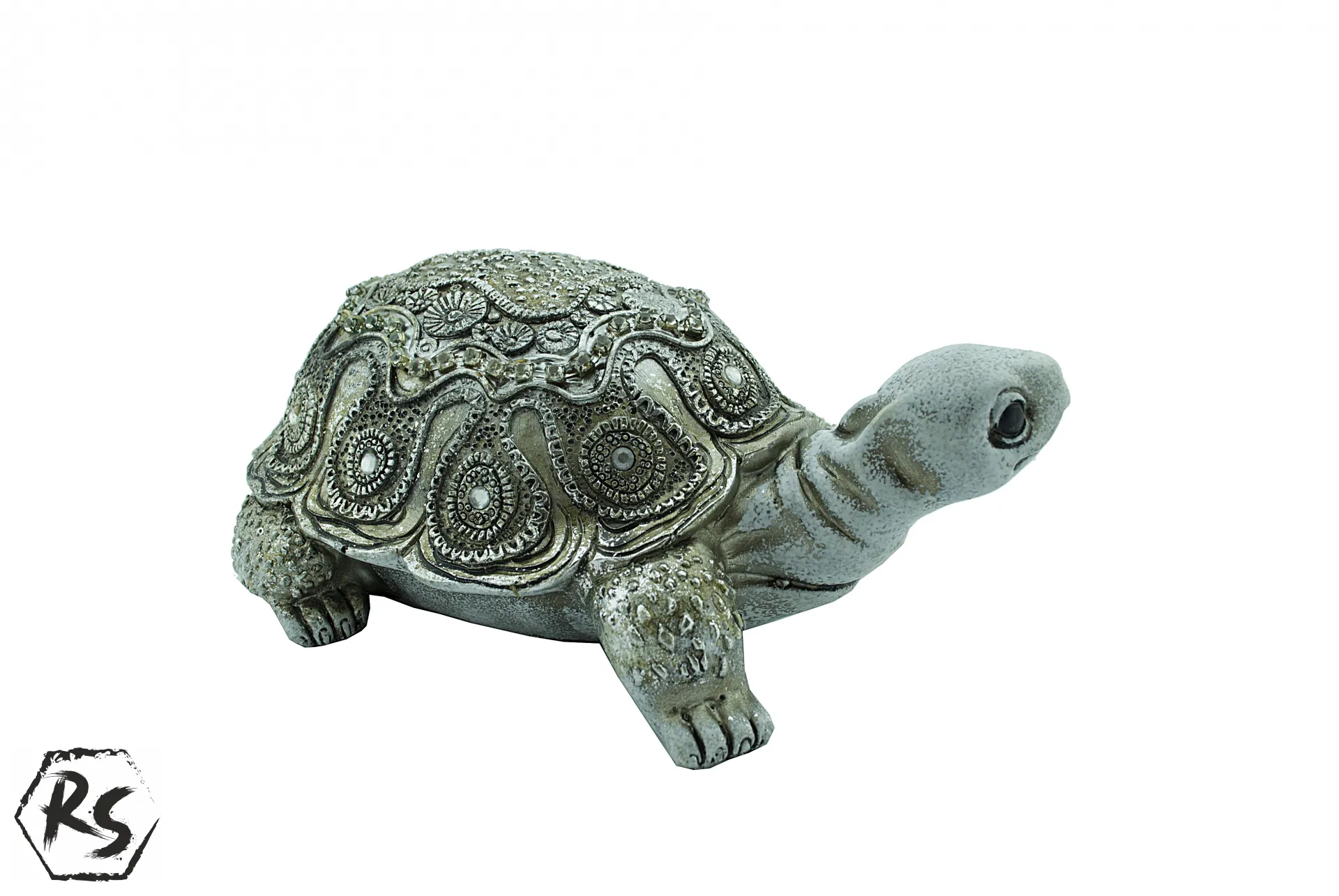 Сребърна костенурка от полирезин 21 см 3