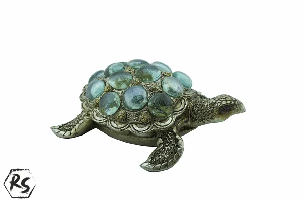 Фигура на костенурка със сини камъни 16см 1