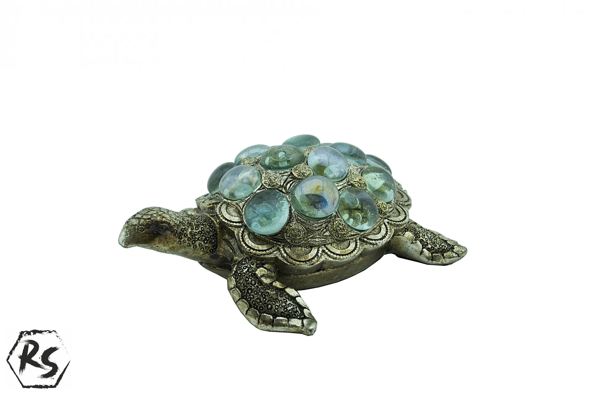 Фигура на костенурка със сини камъни 16см 2