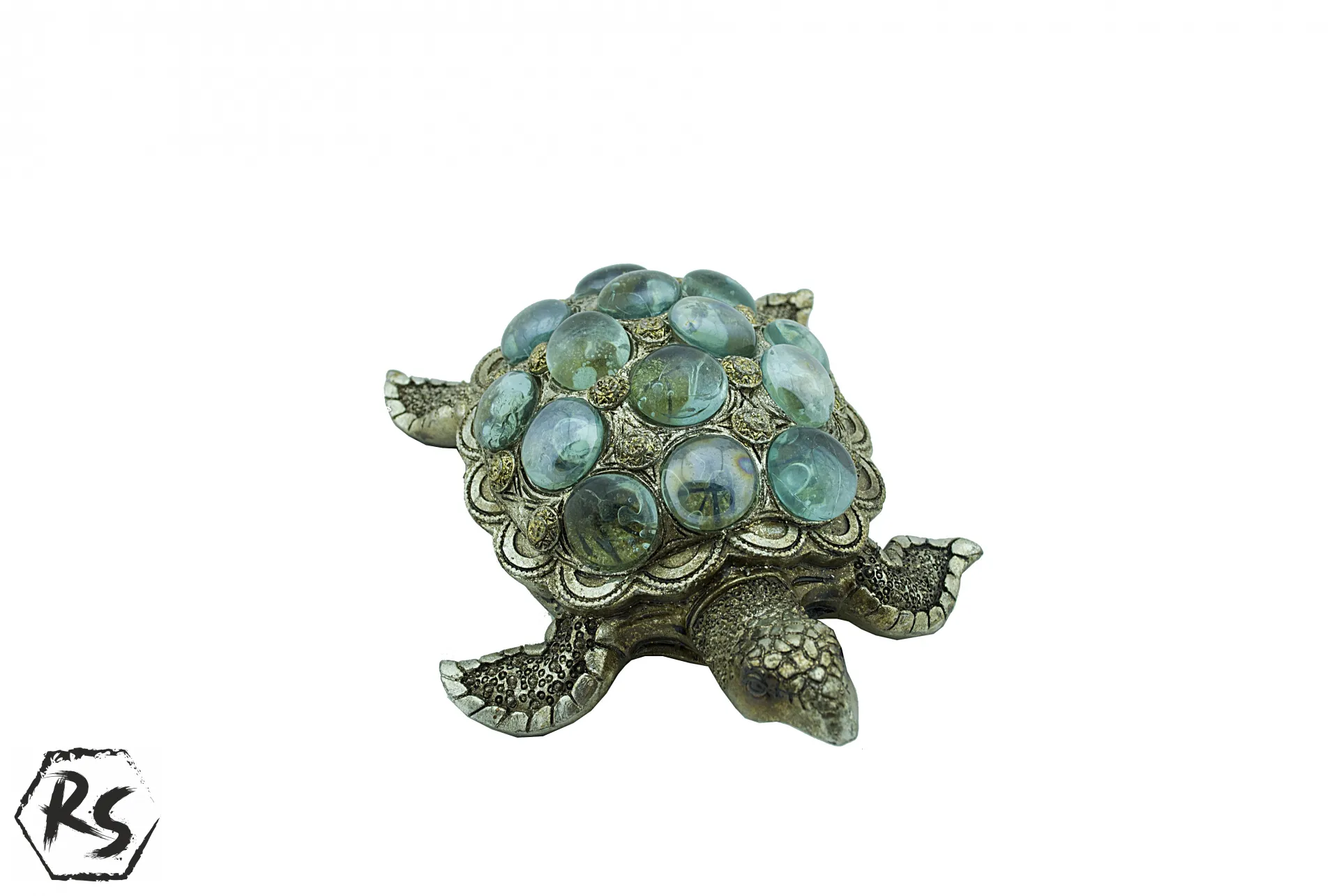 Фигура на костенурка със сини камъни 16см 3