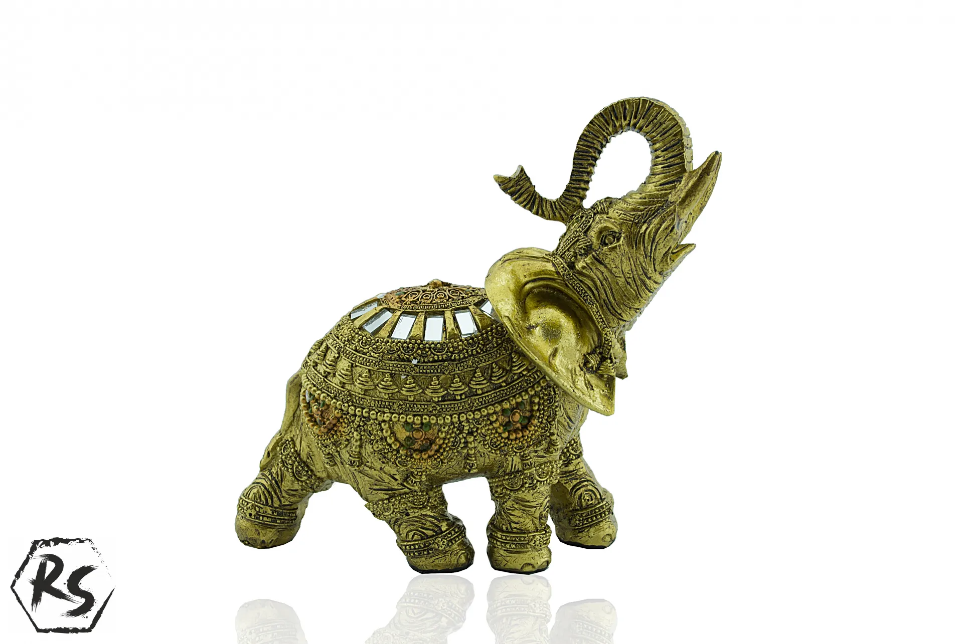 Статуетка златен слон 15 см 1