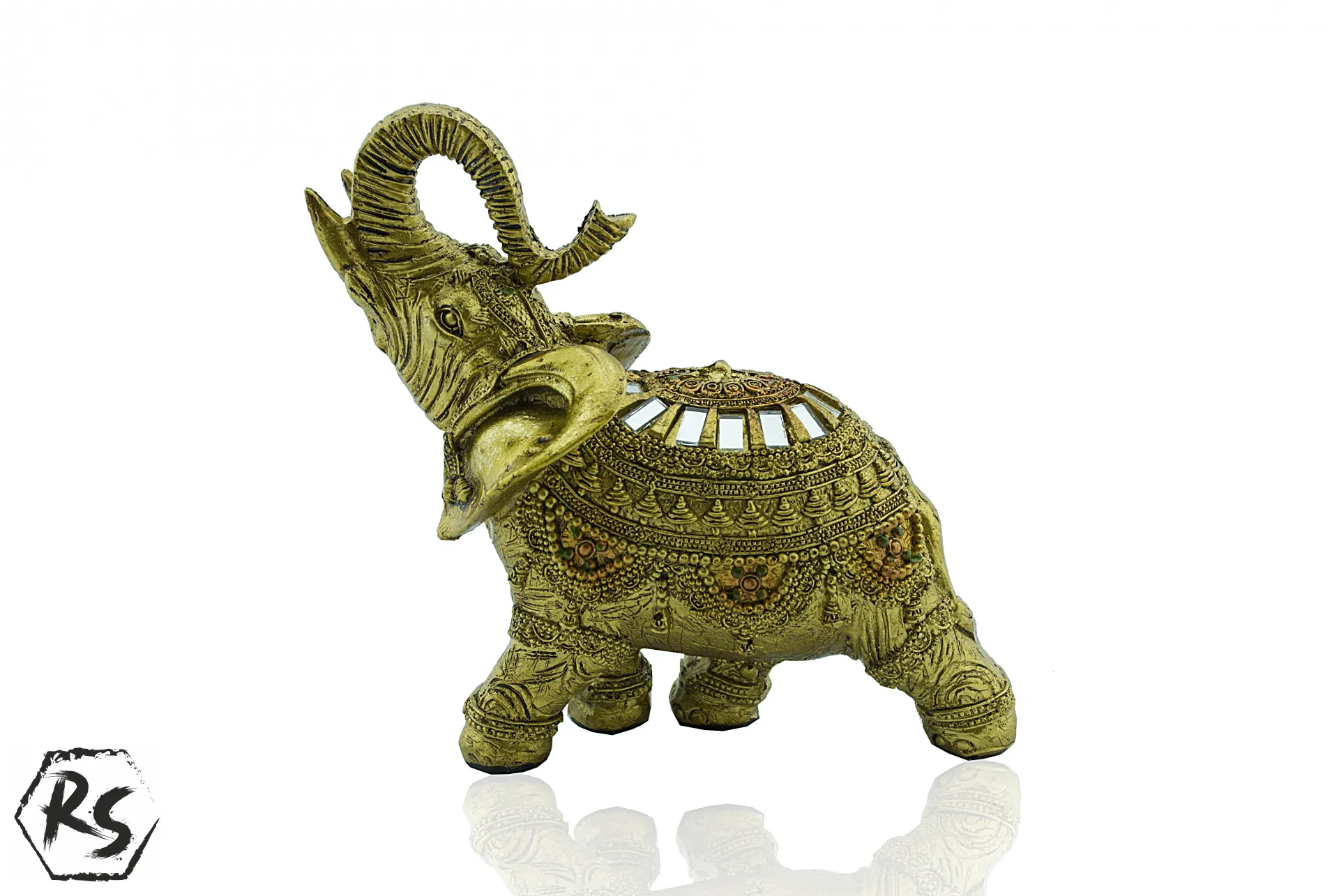 Статуетка златен слон 15 см 2