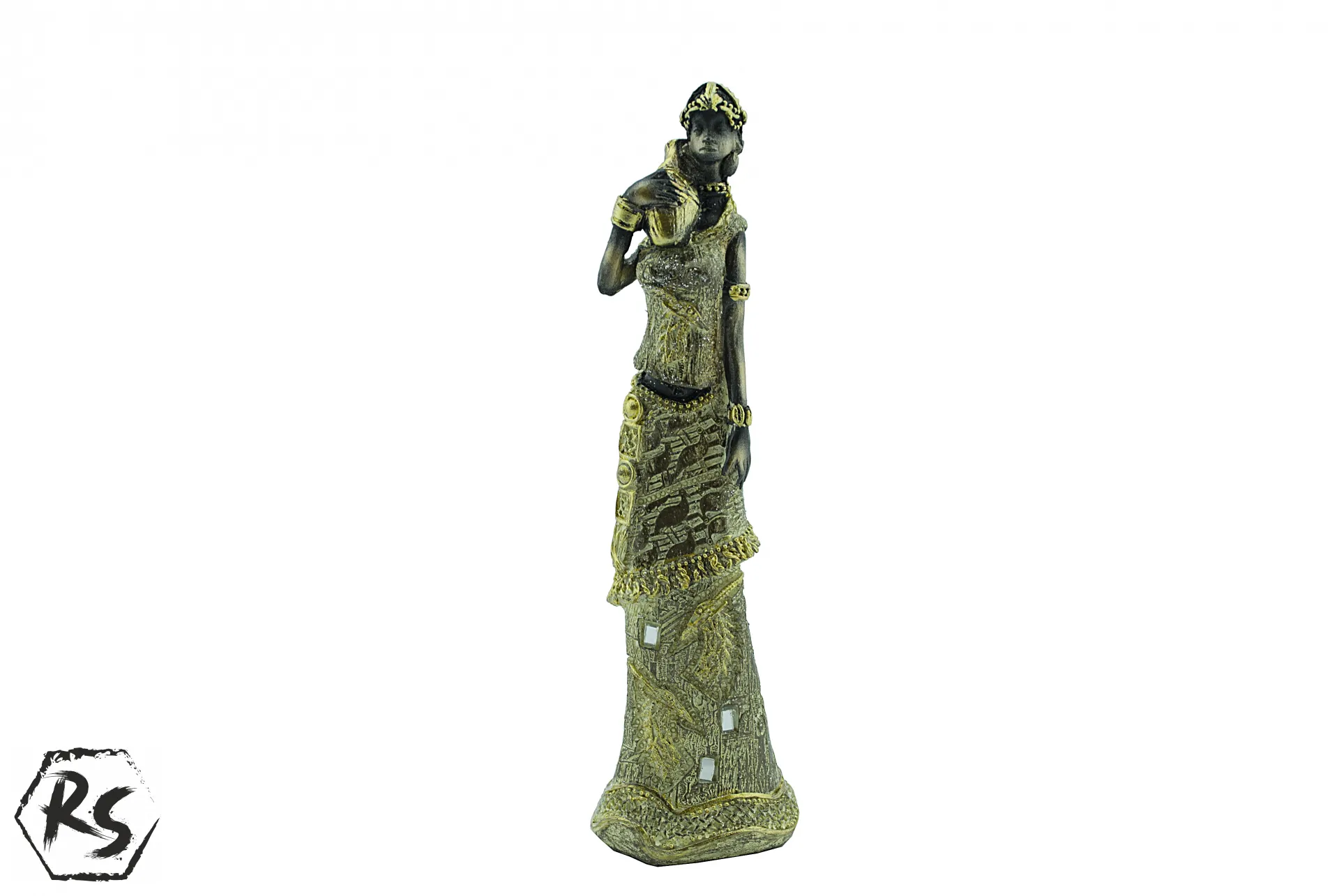 Декоративна статуетка на африканка в златисто и черно 20 см 1