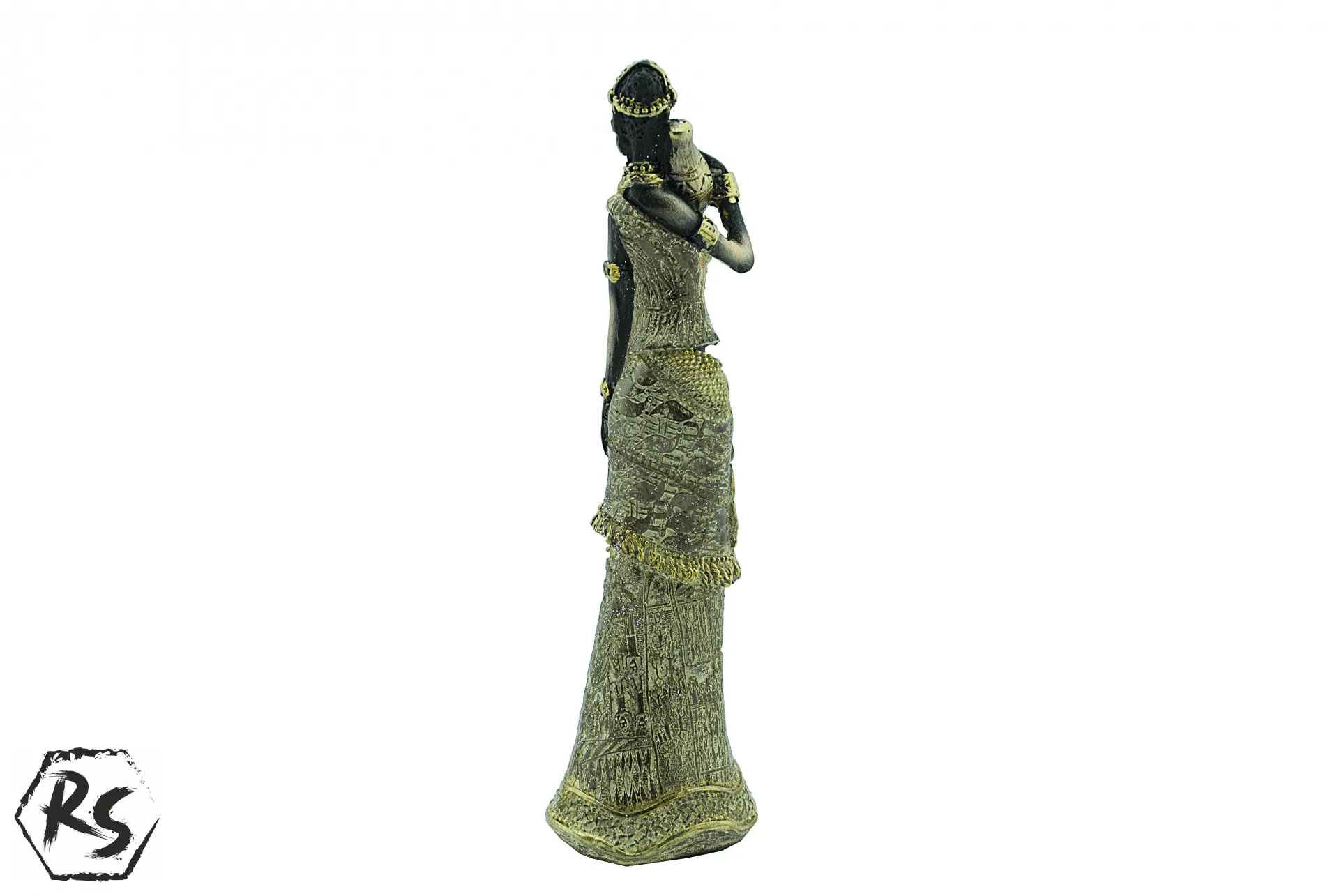 Декоративна статуетка на африканка в златисто и черно 20 см 3