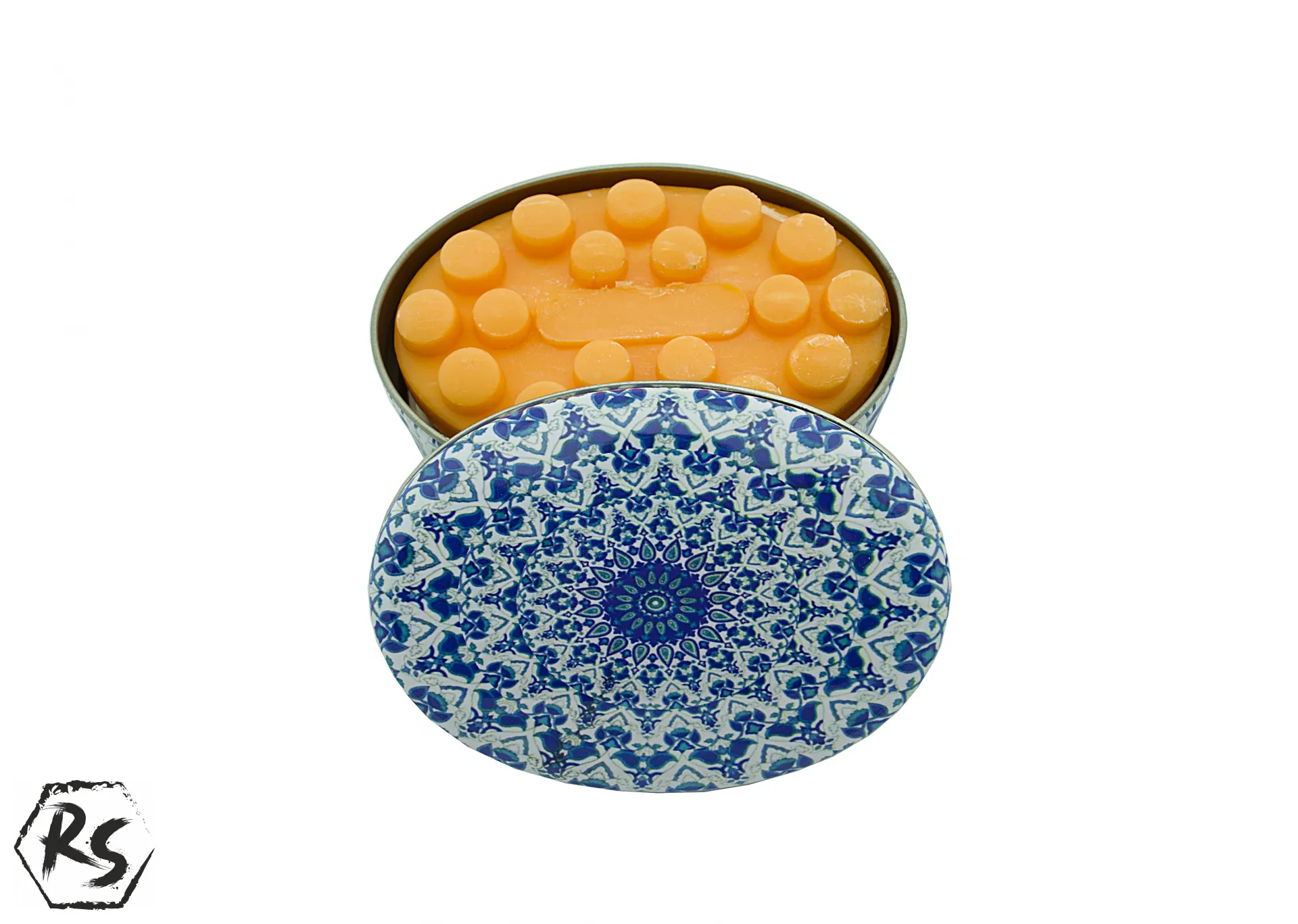 Натурален сапун с аромат на мандарина в красива метална кутийка с мандала Е3В 1