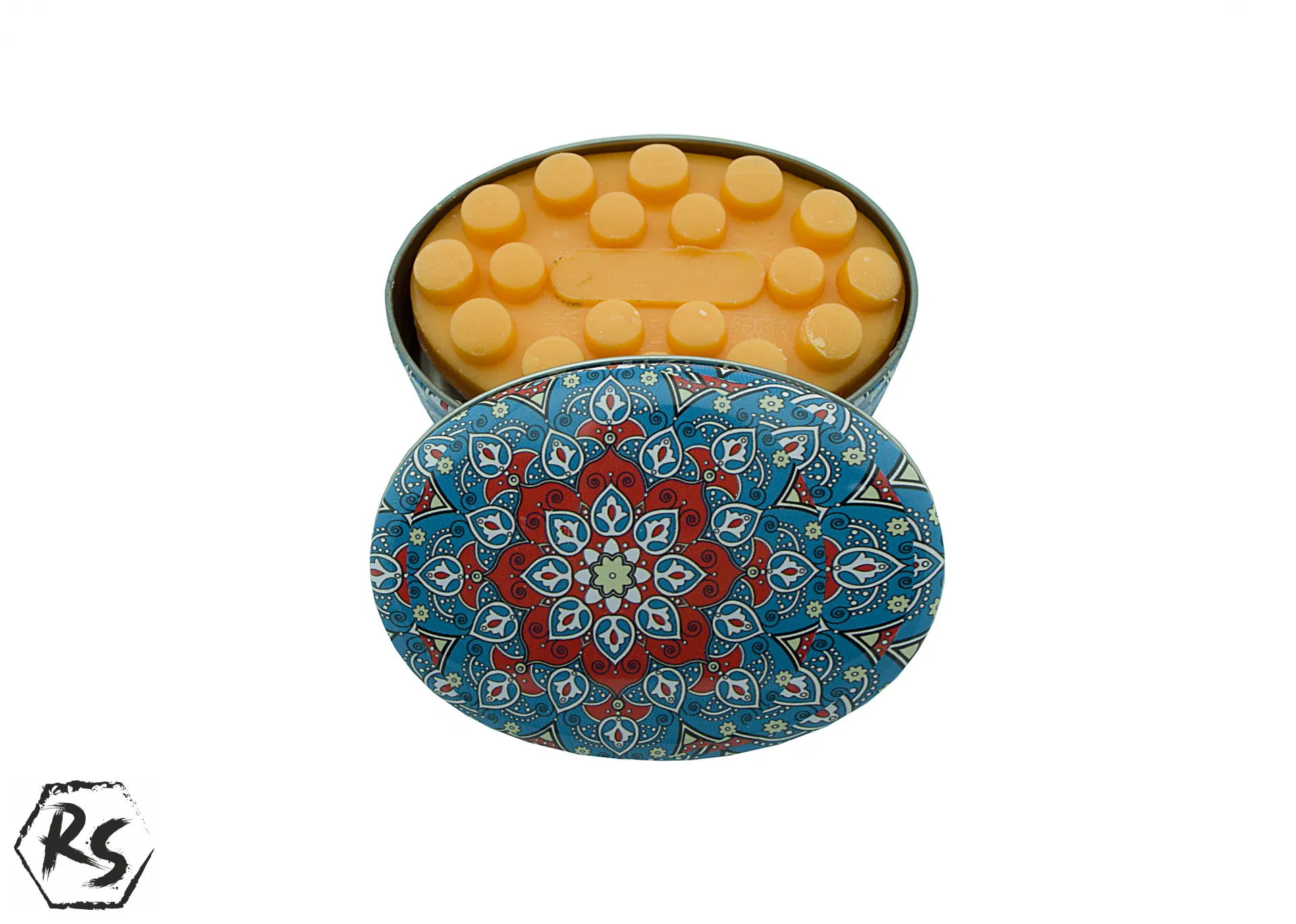 Сапун за масаж с аромат на мандарина в красива метална кутийка Е22 1