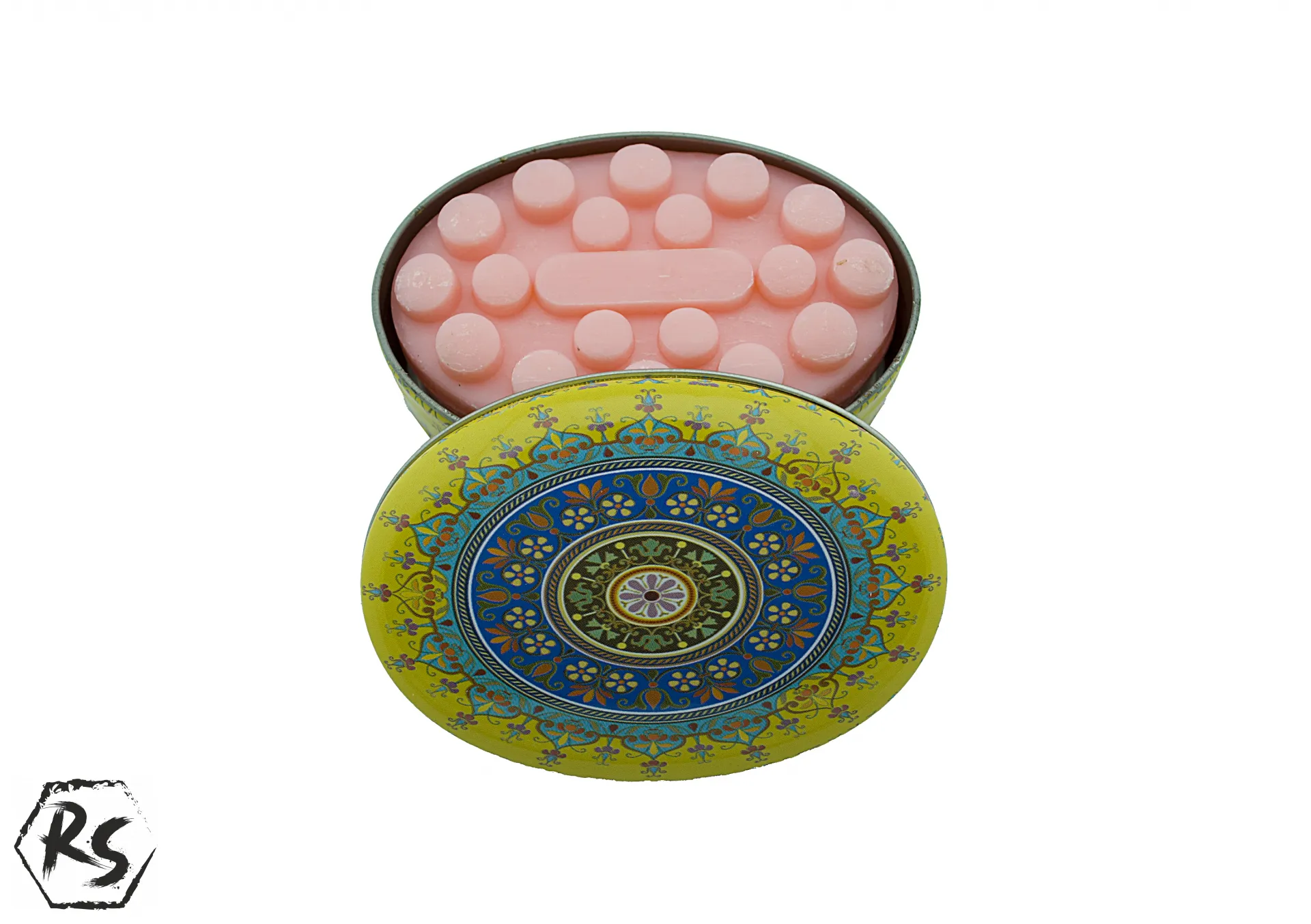 Натурален сапун за масаж с аромат на роза и метална кутийка Е27А 1