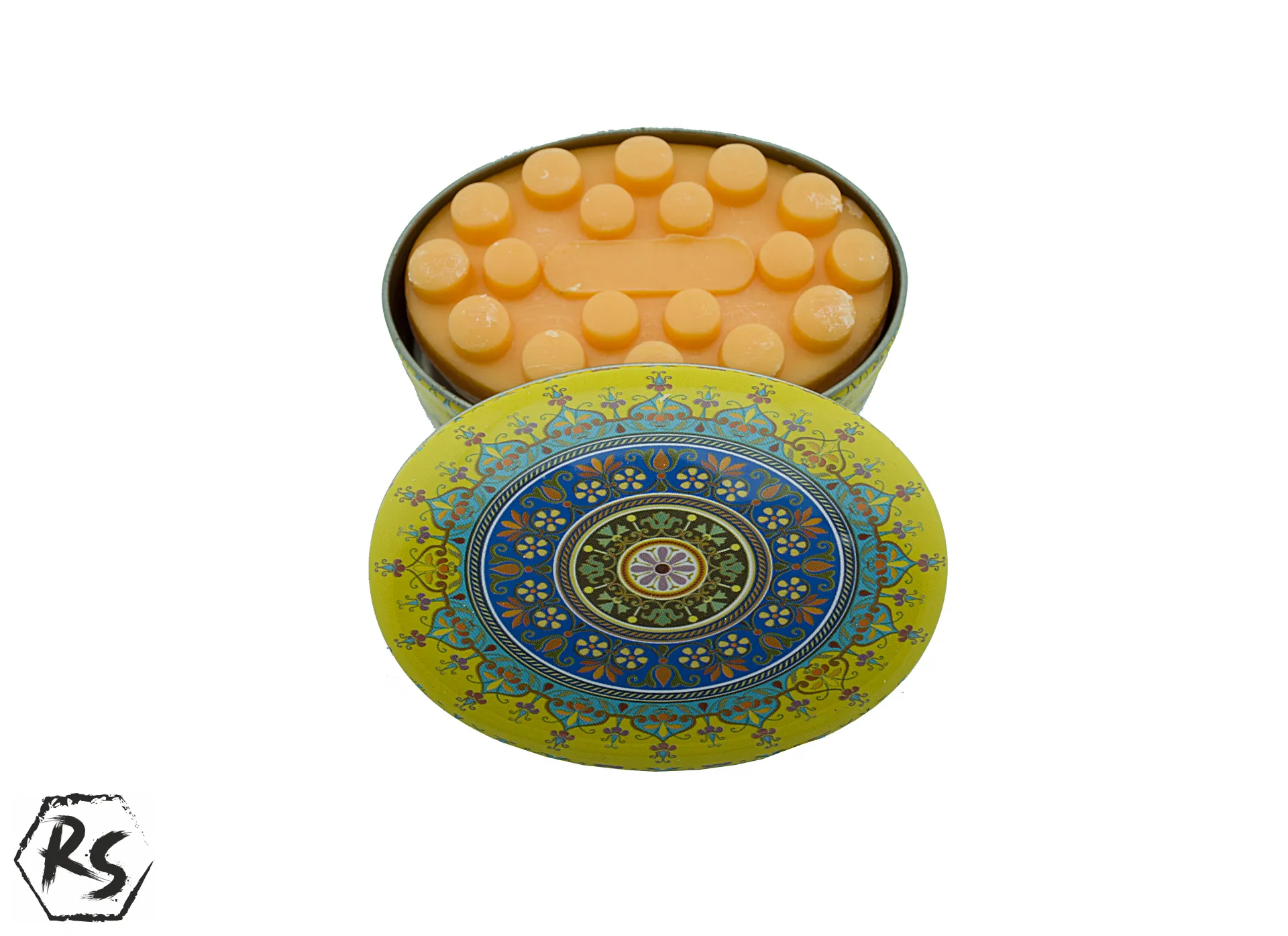Натурален сапун за масаж с аромат на мандарина и метална кутийка Е27В 1