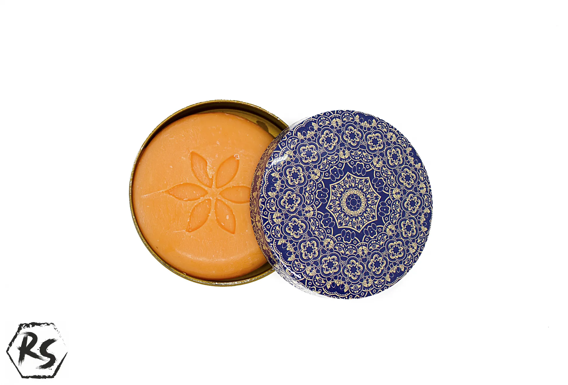 Натурален сапун с аромат на мандарина в кръгла метална кутийка К44 2