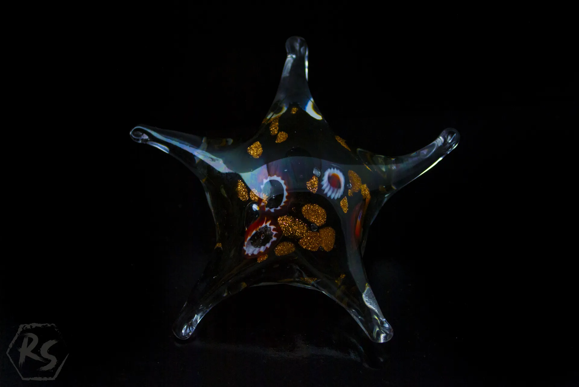 Стъклена морска звезда в стил Мурано 10 см