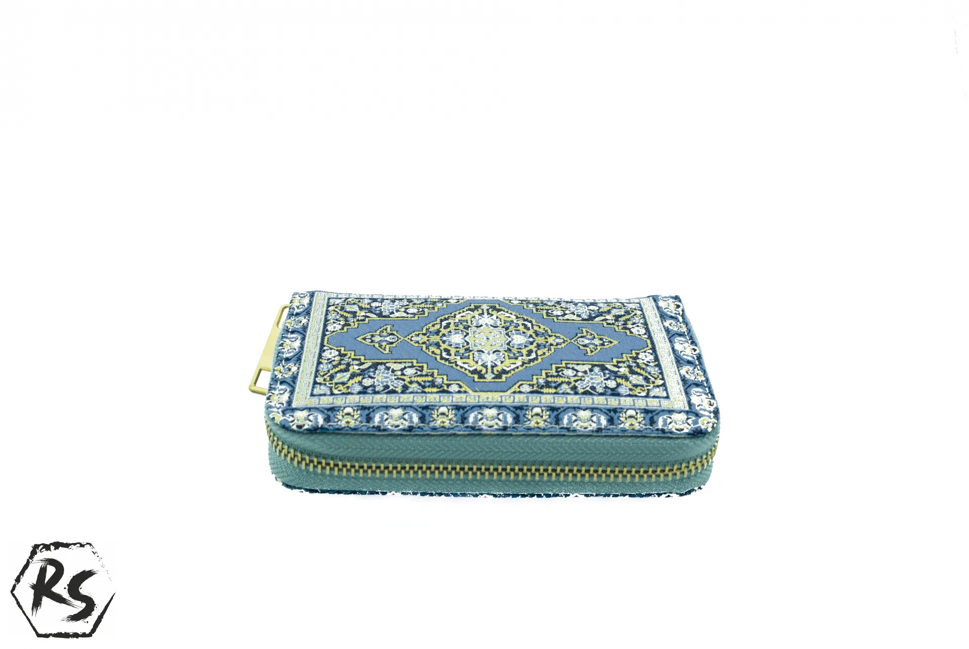 Дамско портмоне от плат с ориенталски дизайн в синьо и бяло 3